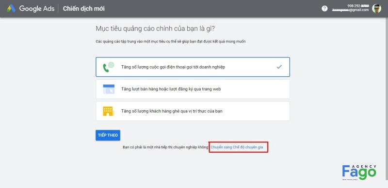 Thiết lập mục tiêu cho tài khoản