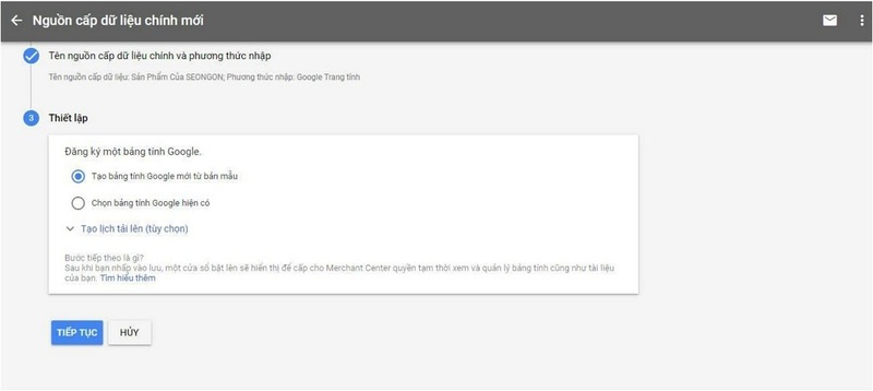 Chọn “tạo bảng tính Google mới từ bản mẫu”