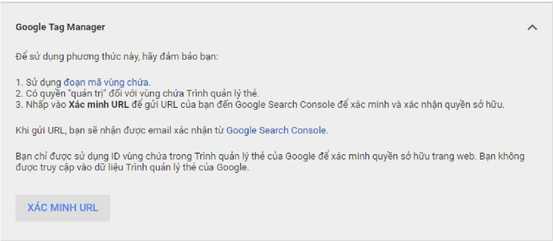 Xác minh bằng Google Tag Manager