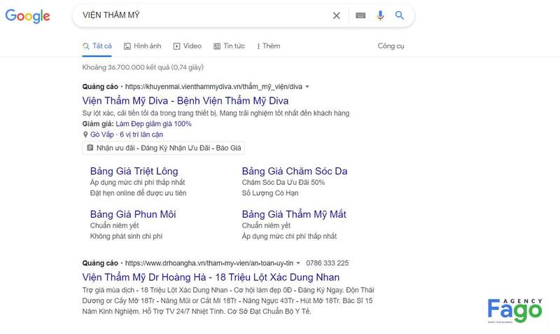 các loại quảng cáo google