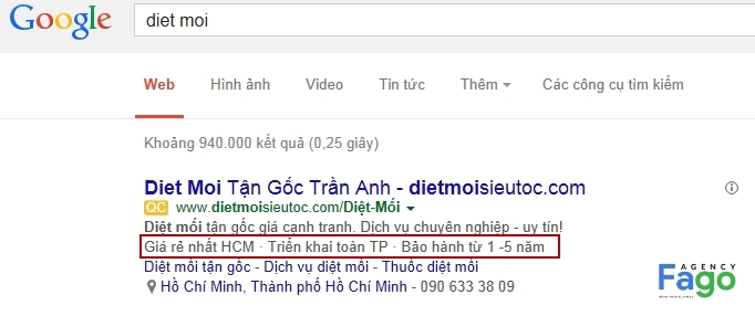 Viết mô tả cho mẫu quảng cáo Google
