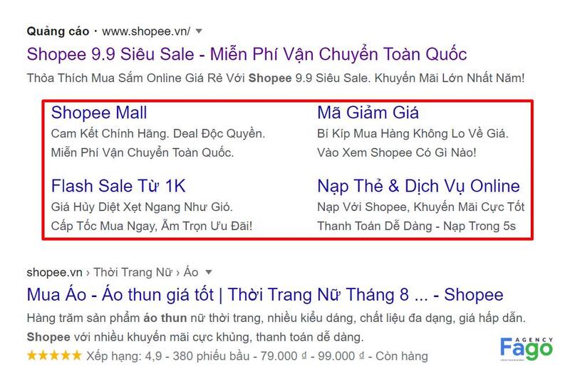 Ví dụ mẫu quảng cáo tiện ích trang web liên kết