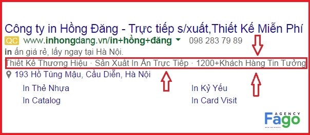 Ví dụ mẫu quảng cáo google về lợi thế cạnh tranh