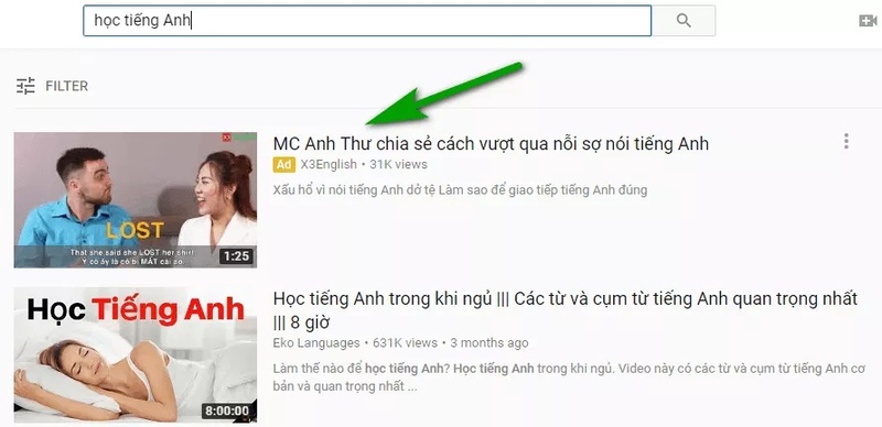 Quảng cáo có thể xuất hiện ở đầu trang kết quả tìm kiếm YouTub