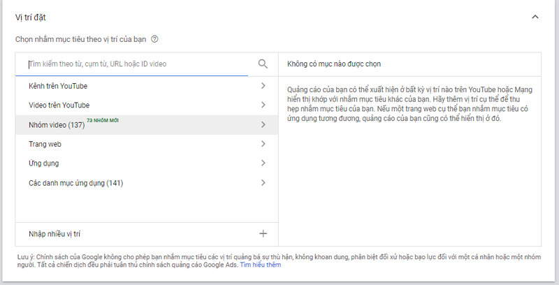 Lựa chọn vị trí quảng cáo phù hợp