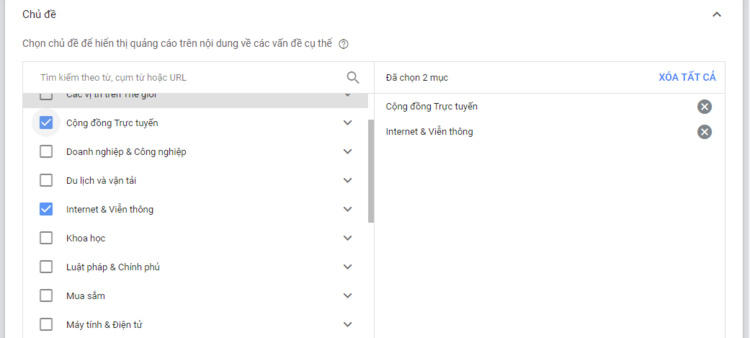 Chọn chủ đề liên quan phù hợp
