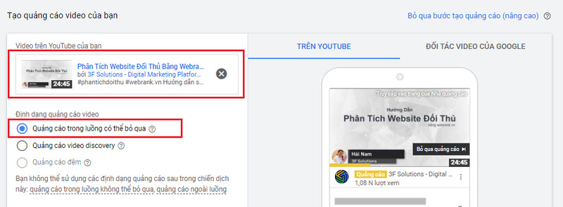 Lựa chọn định dạng cho quảng cáo của bạn
