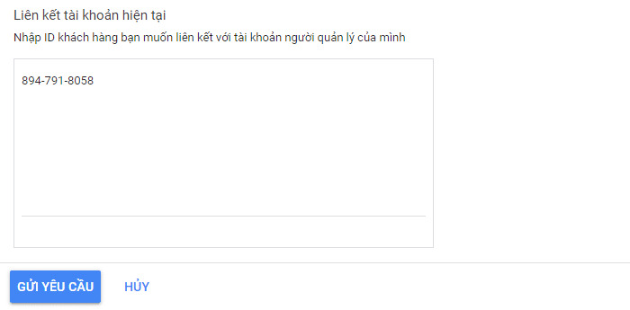 Liên kết tài khoản Google Ads hiện có với tài khoản MCC