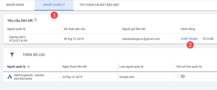Đăng nhập vào tài khoản Google Adwords cần liên kết với tài khoản MCC